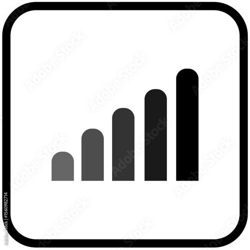 Ascending Bar Graph Icon  Visual Representation of Growth and Progress, Bar signal indicator