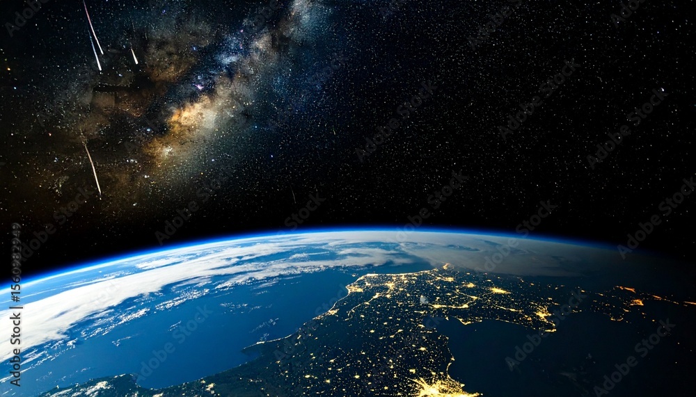 Obraz premium 星の海を翔ける蒼き地球