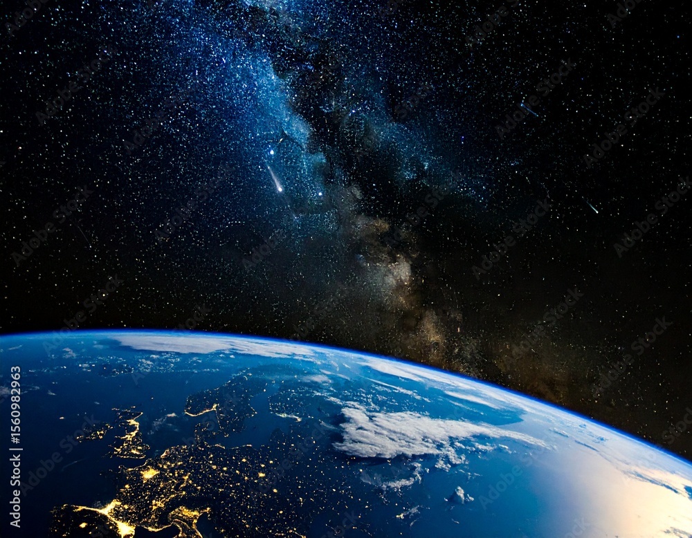 Obraz premium 星の海を翔ける蒼き地球
