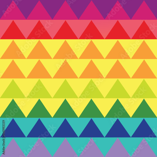 Geometric rainbow pattern composed of colorful triangle shapes for design backgrounds
