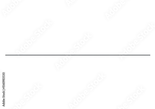 A thin, straight, black line is isolated on a transparent background