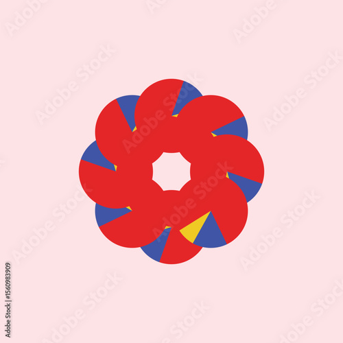 Geometric mandala. Circular, concentric and radial motif icon. Repeating circle diagram illustration forming a flower pattern. suitable for decorative design