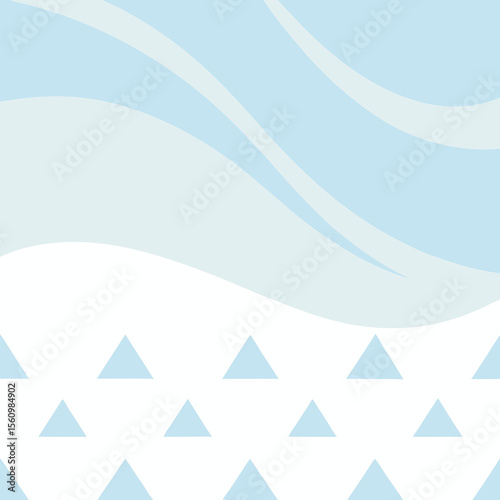 Soft blue gradient geometric composition featuring triangle shapes and wave form design.
