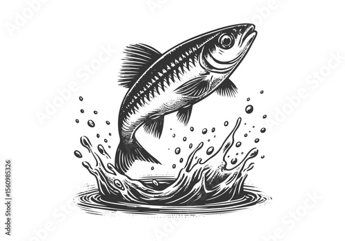 Minnow Fish Engraved Hand Drawn Natural Illustration Vector Isolated by AZ for Books, Arts, Design and Decoration Graphic Asset
