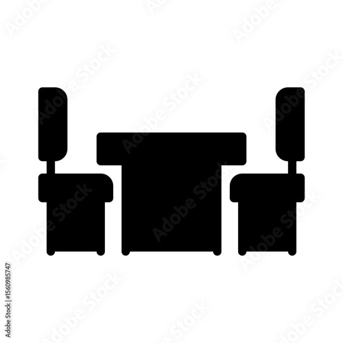 set of furniture chair and table icons