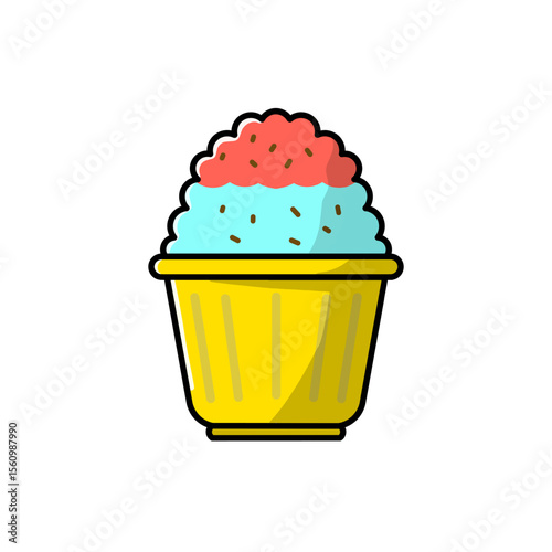 Watermelon flavored shaved ice design vector illustration, icon or logo design and sticker.