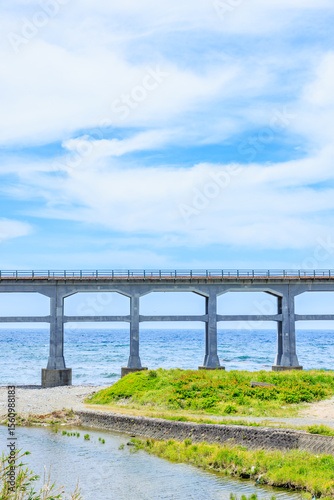 初夏の惣郷川橋梁　山口県阿武郡　Sogogawa Bridge in early summer. Yamaguchi Pref, Abu county.