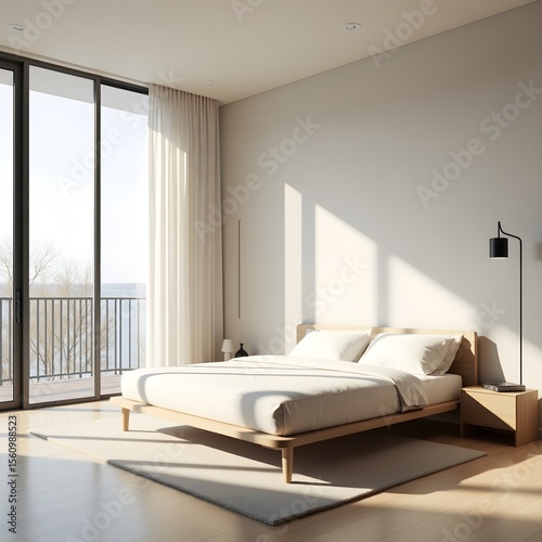 modern bedroom interior with bed
