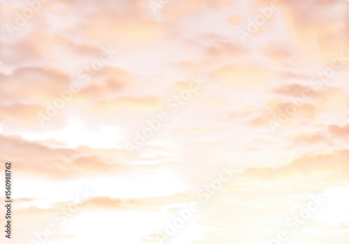 A beautiful sunset sky with soft pink and orange clouds, isolated on transparent background