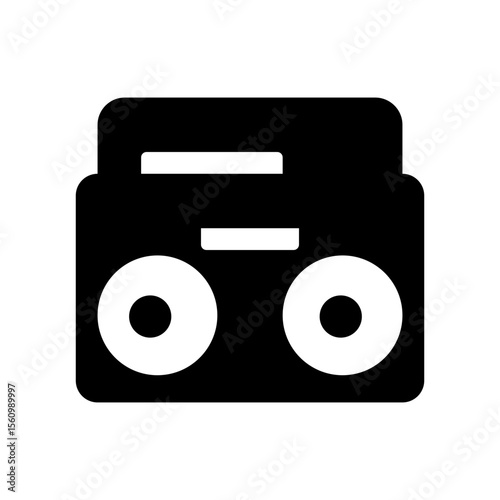 black radio glyph icon vector illustration