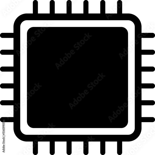 CPU, 半導体チップのシンプルなアイコン