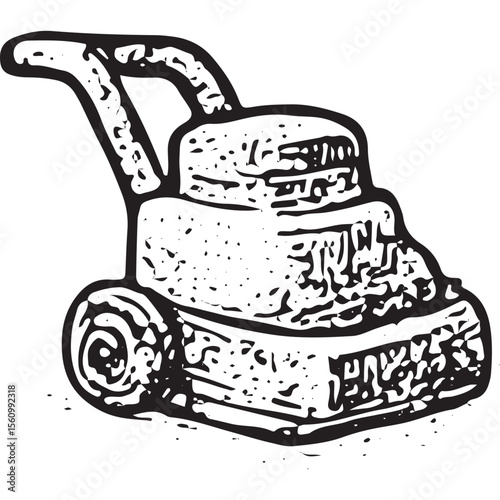 Black and white vector of a road roller machine, perfect for construction and roadwork project designs
