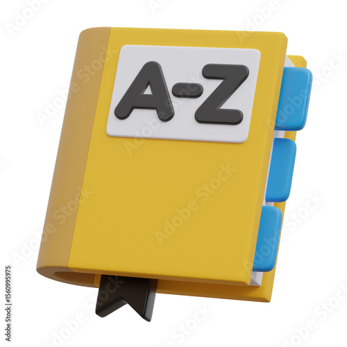Photography 3d dictionary language icon with bookmark