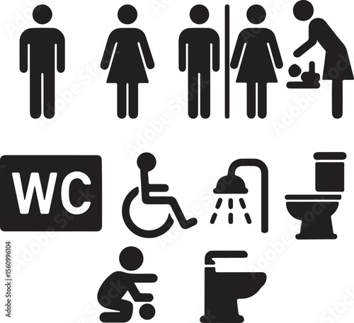 Restroom Symbols Accessible, Family, and Gender-Neutral Icons