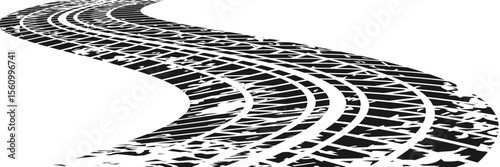 Tire tread marks, wheel textures, tire marks - car racing, motocross, drift, rally, off-road and others. Vector black isolated texture in grunge style with splashes.eps10