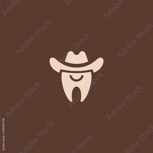 Tooth logo wearing a cowboy hat in fun and creative design.