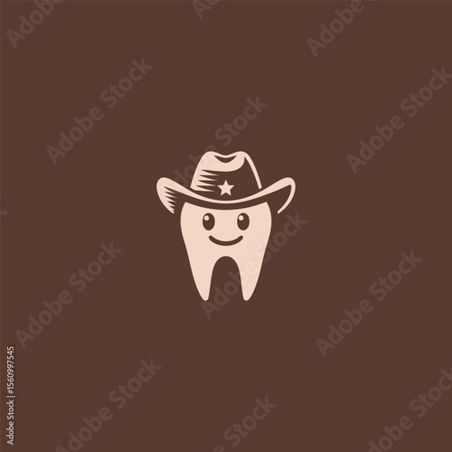 Tooth logo wearing a cowboy hat in fun and creative design.