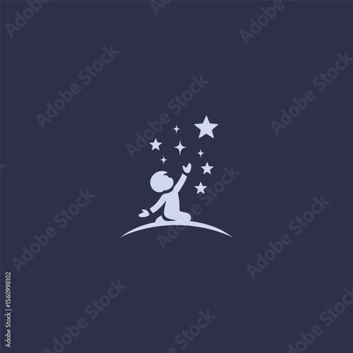 Child reaching for a star logo in hopeful and inspiring style.
