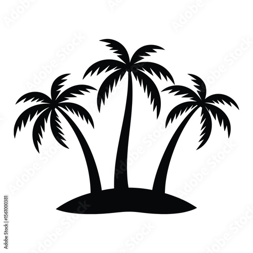 Graceful Black Palm Trees: Tropical Island Silhouette Art

