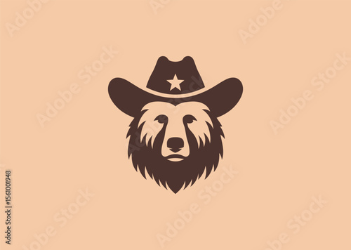 Cowboy bear logo for western, rugged, or playful brand identity.