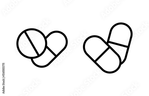 Pills icon vector illustration. capsule icon. Drug sign and symbol