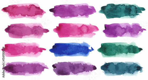 Watercolor brush stroke collection – abstract painted strips in vivid colors.