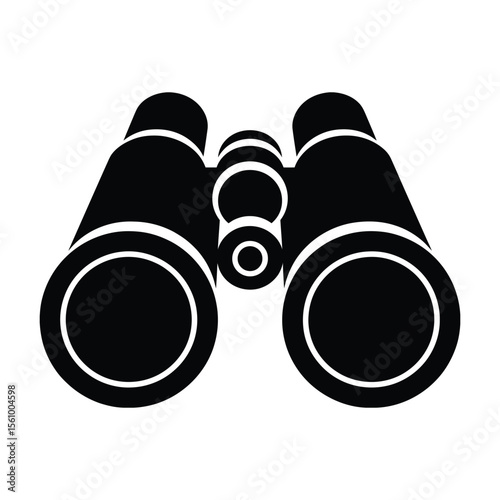 Classic Black  Binoculars: Simple Optics Icon Design


