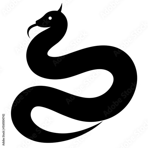Stylized black silhouette of a serpent with a forked tongue