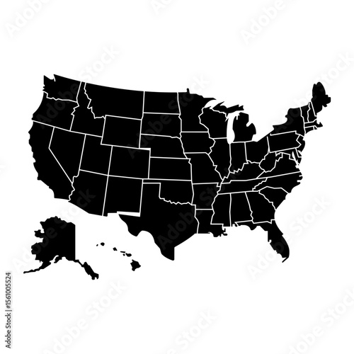 United States Map Black and White