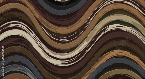 Brown abstract liquid marble texture – earth tone waves and swirls pattern.