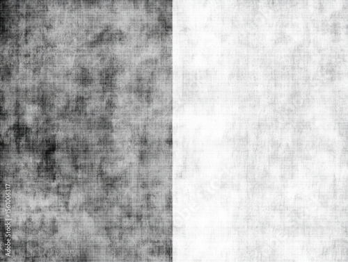 Black and white textured background split vertically, featuring a rough, grungy fabric or canvas-like pattern on both sides.