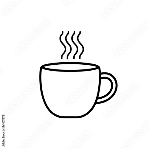 Minimalistic Outlined Coffee Cup Icon Side View