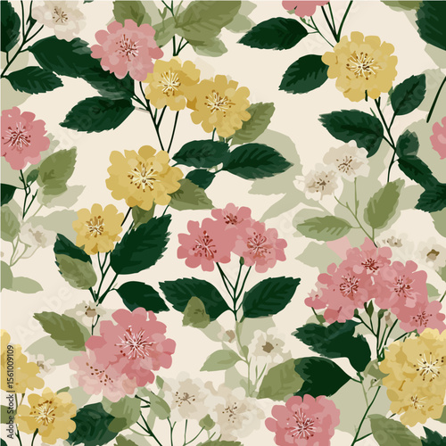 Plant leaves and flower textures, exquisite vector floral patterns.