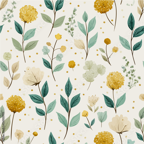 Plant leaves and flower textures, exquisite vector floral patterns.