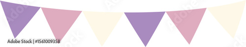 Triangle flag garland 3 colors -purple-white-pink