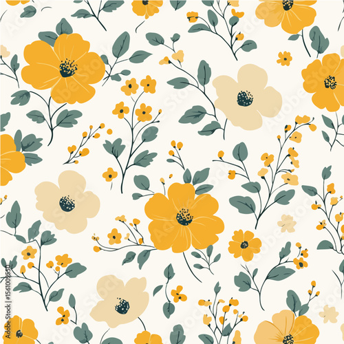 Plant leaves and flower textures, exquisite vector floral patterns.