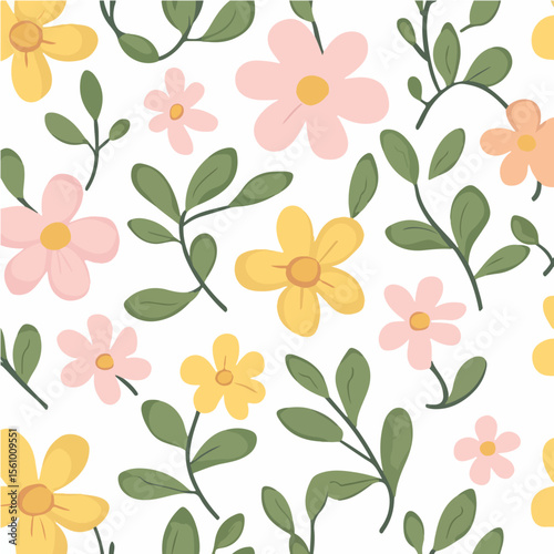 Plant leaves and flower textures, exquisite vector floral patterns.