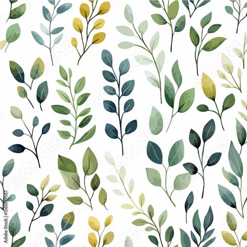 Plant leaves and flower textures, exquisite vector floral patterns.