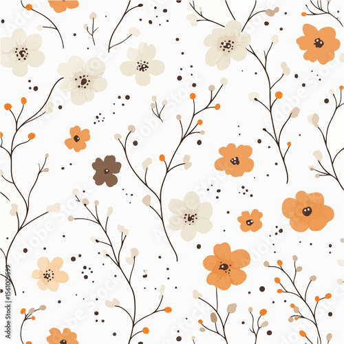 Plant leaves and flower textures, exquisite vector floral patterns.