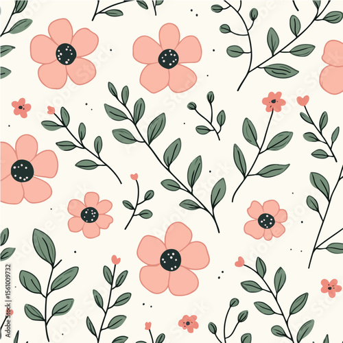 Plant leaves and flower textures, exquisite vector floral patterns.