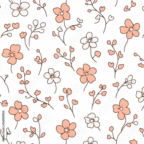 Plant leaves and flower textures, exquisite vector floral patterns.