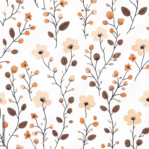 Plant leaves and flower textures, exquisite vector floral patterns.