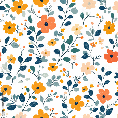Plant leaves and flower textures, exquisite vector floral patterns.
