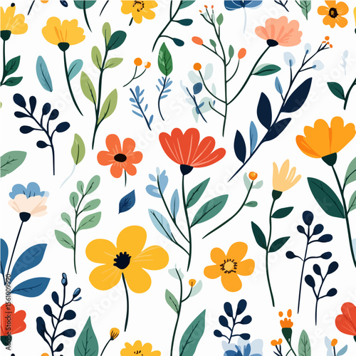 Plant leaves and flower textures, exquisite vector floral patterns.