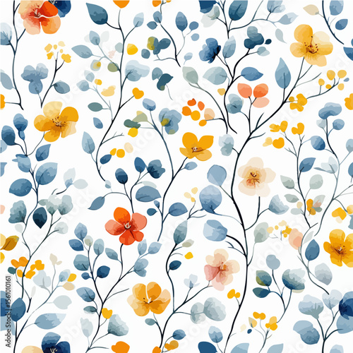 Plant leaves and flower textures, exquisite vector floral patterns.