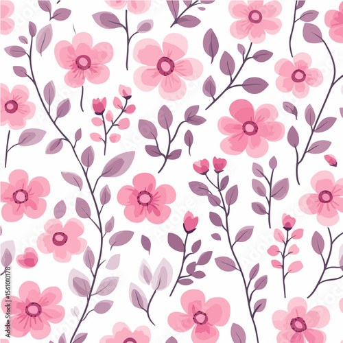 Plant leaves and flower textures, exquisite vector floral patterns.