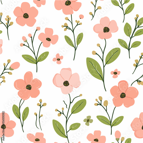 Plant leaves and flower textures, exquisite vector floral patterns.