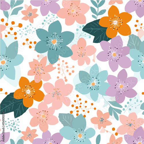 Plant leaves and flower textures, exquisite vector floral patterns.