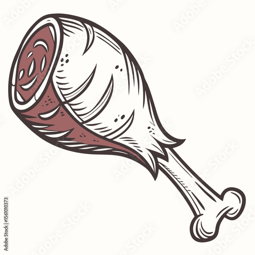 Cooked chicken leg with bone and meat cooked meat food