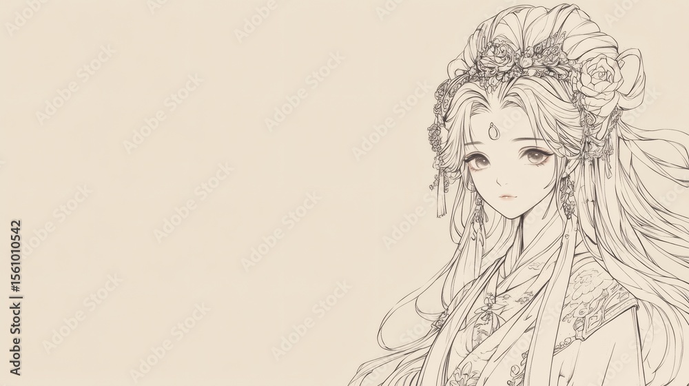 Fototapeta premium A beautiful detailed illustration of a woman wearing elegant attire